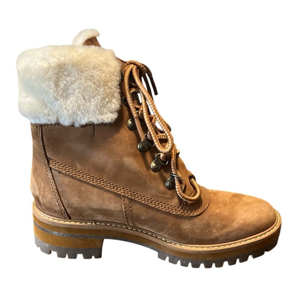 TIMBERLAND Women's Courmayeur Valley Women's Shearling Lined Boots Rust SZ 6.5 - Picture 6 of 11
